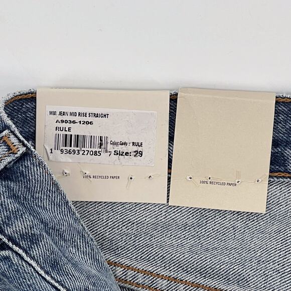 AGOLDE Mia Mid Rise Straight Distressed Jeans Women’s 29 Rule Wash NWT - Picture 4 of 8